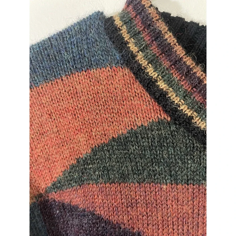 Vintage Men's Baby Alpaca Colorful Cosby Grandpa Sweater PERUVIAN Crewneck - Picture 4 of 7